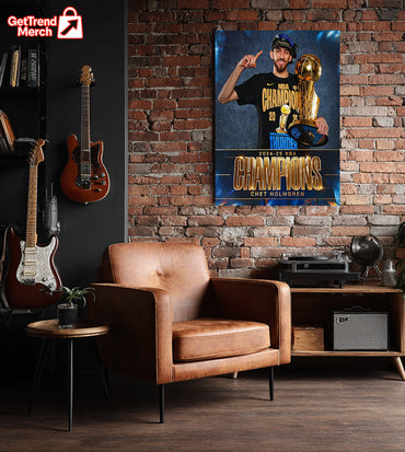 Chet Holmgren 2025 NBA Champion Poster Canvas – Thunder Finals Trophy Wall Art - Get Trend Merch