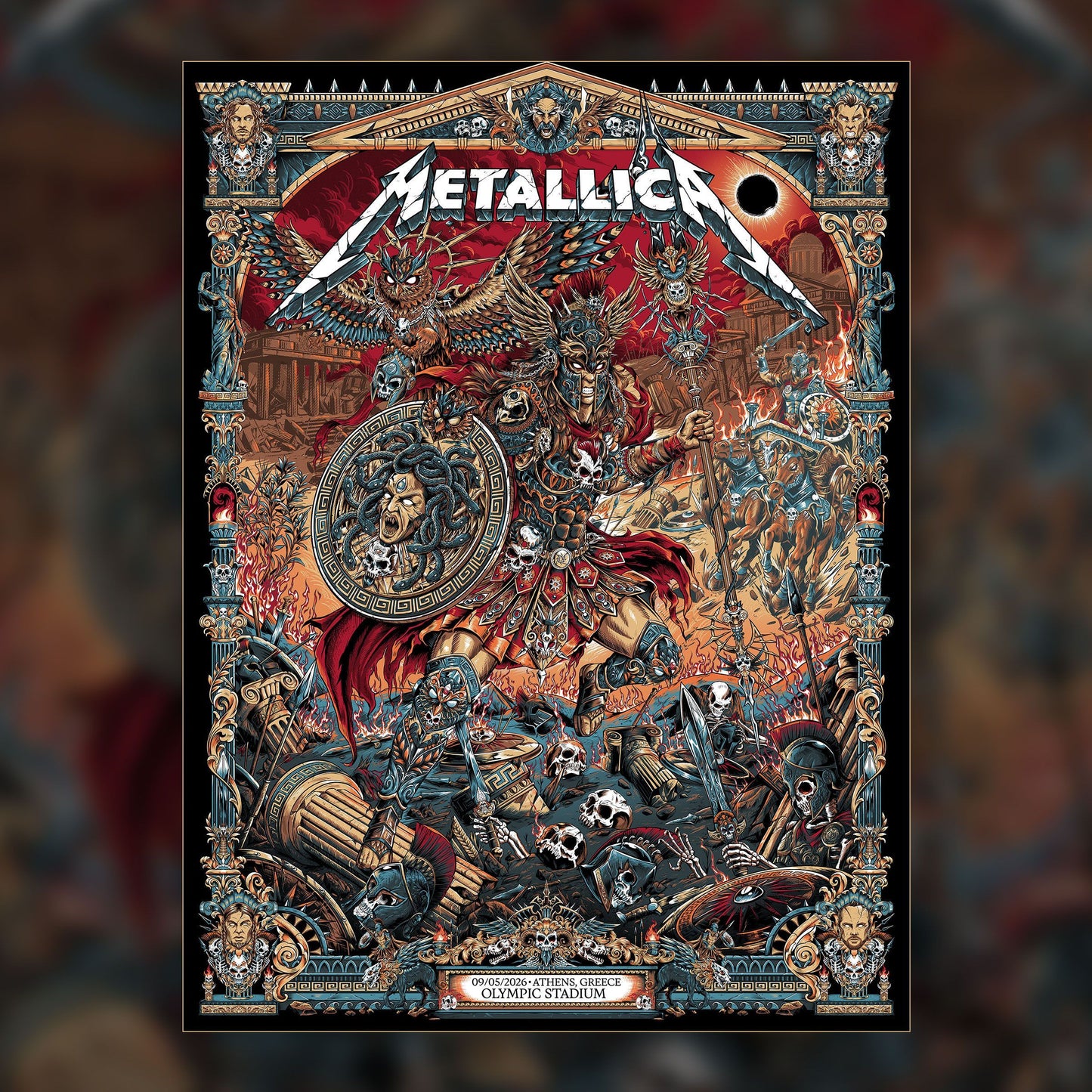 Athens Greece 2026 Heavy Metal Concert Inspired Poster Art Black Graphic T-Shirt