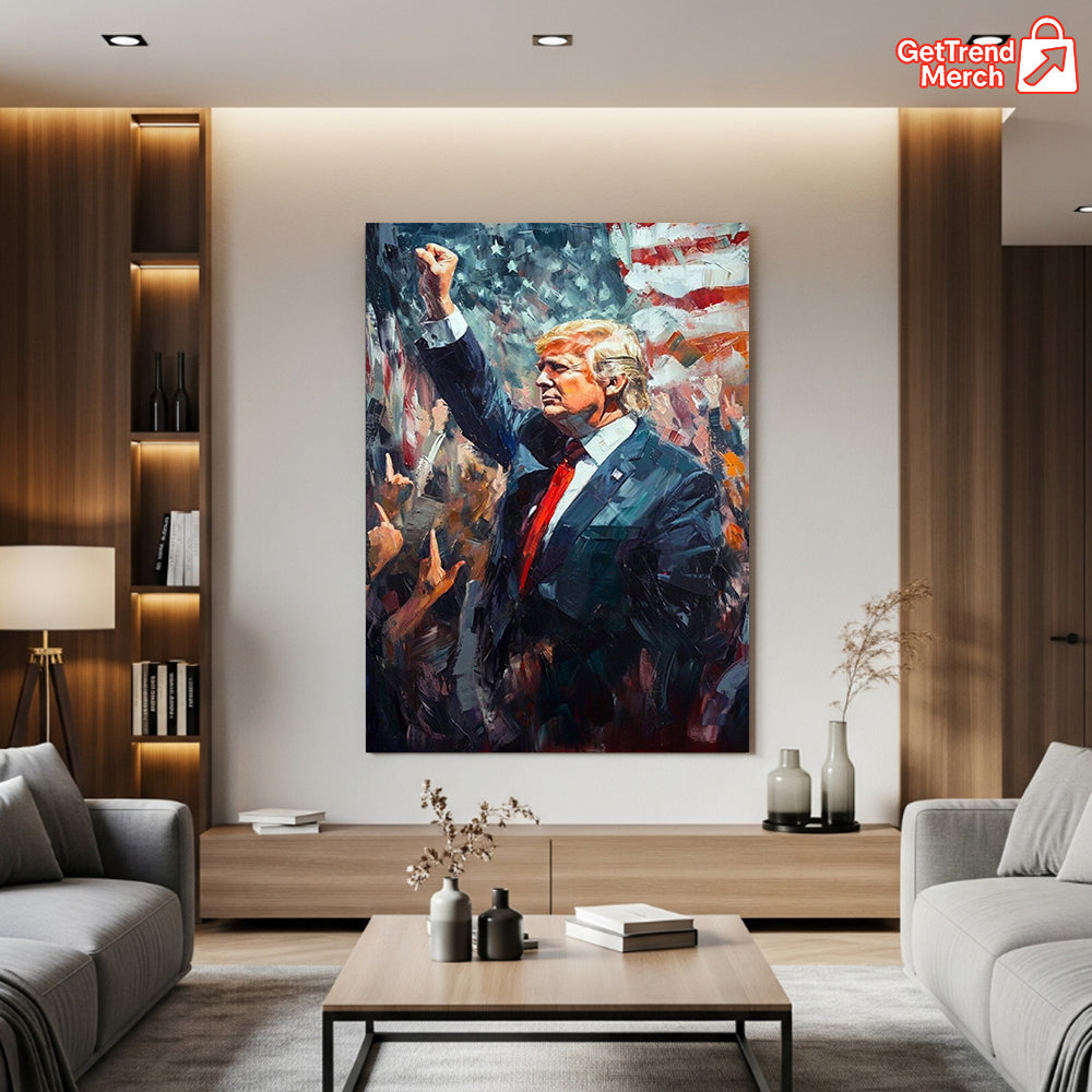 President Trump Patriotic Canvas Wall Art β MAGA Flag Artwork for Conservative Home or Office - Get Trend Merch
