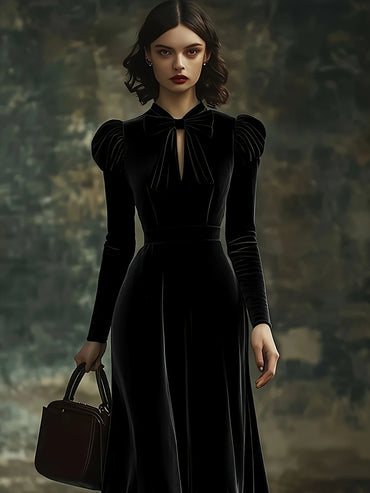 Elegant A Line Maxi Dress with Bow Detail