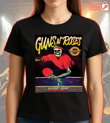 Guns N’ Roses Düsseldorf 2025 Skeleton Ping Pong Concert T-Shirt – Limited Edition Tour Merch - Get Trend Merch