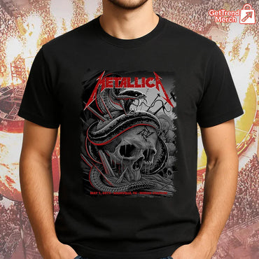 Metallica Concert Tour M72 World Tour May 1, 2025 Nashville, TN Nissan Stadium Skull & Viper Official Band T-Shirt - Get Trend Merch