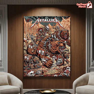 Metallica M72 World Tour – June 27, 2025 – Denver, CO – Empower Field at Mile High – Grizzly Bear War Setlist Poster Canvas Wall Art - Get Trend Merch
