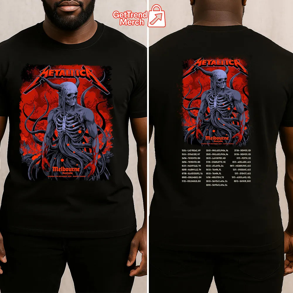 Metallica M72 World Tour November 8 2025 Melbourne Australia Marvel Stadium Tour Shirt