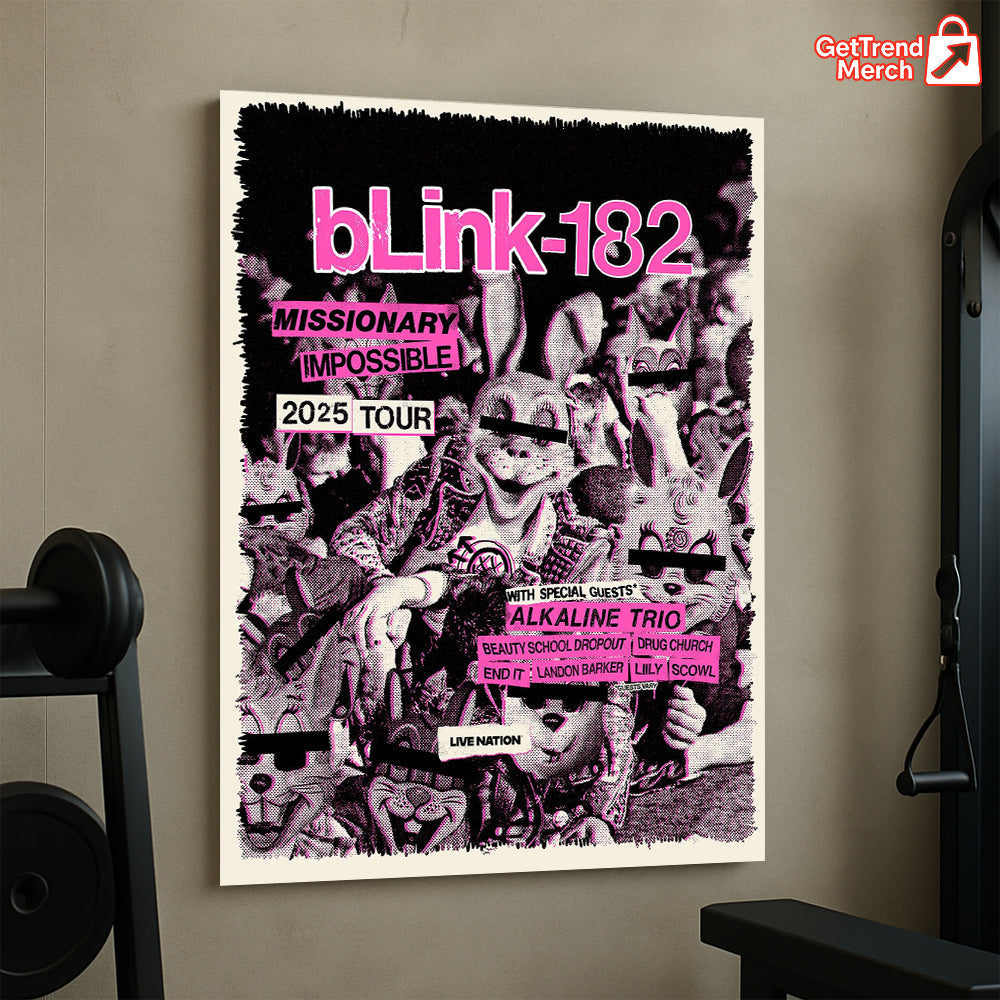 Blink-182 Missionary Impossible 2025 Tour Poster Canvas – Limited Edition Punk Rock Wall Art - Get Trend Merch