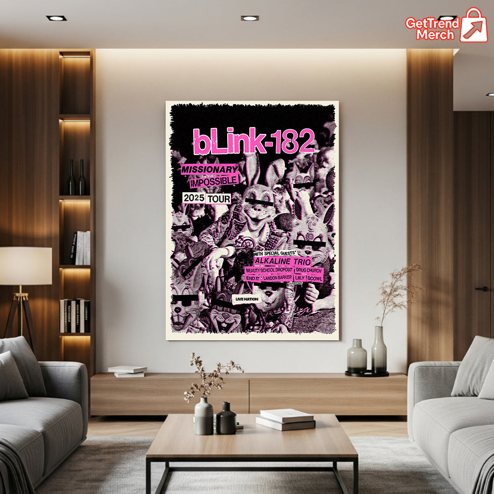 Blink-182 Missionary Impossible 2025 Tour Poster Canvas – Limited Edition Punk Rock Wall Art - Get Trend Merch