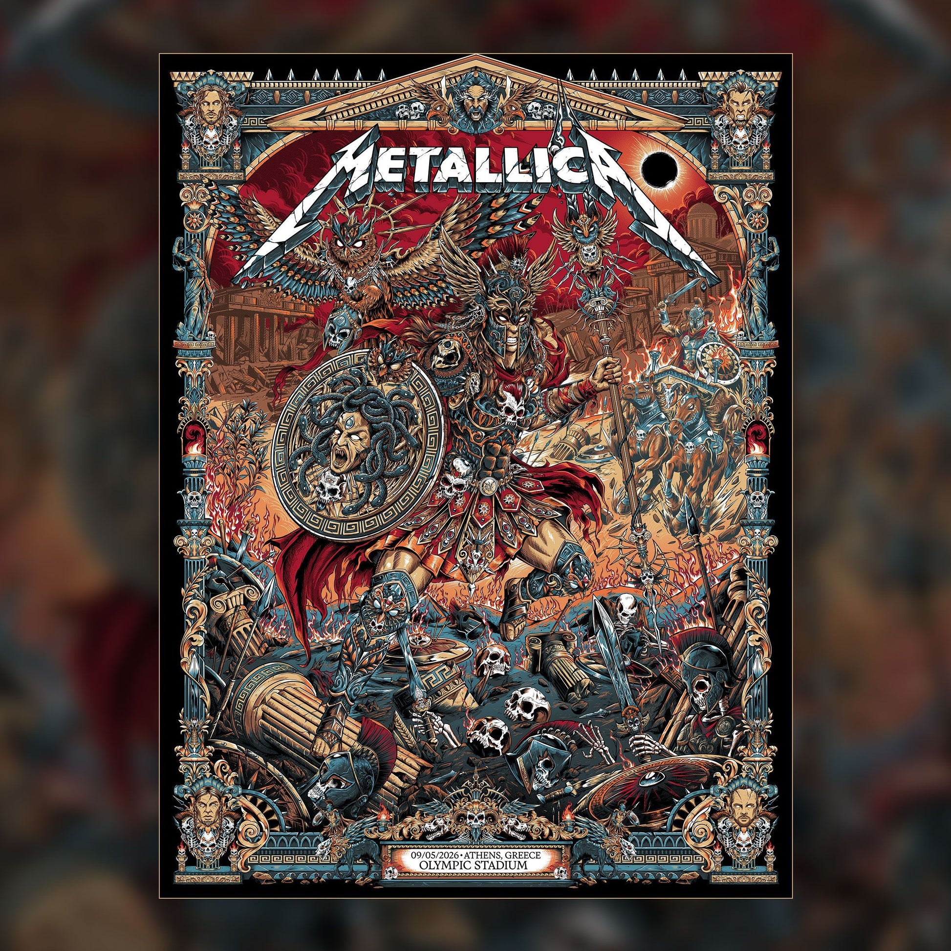 Athens Greece 2026 Heavy Metal Concert Inspired Poster Art Black Graphic T-Shirt