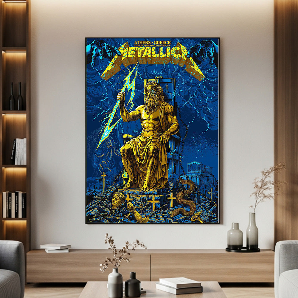 Metallica M72 World Tour Athens Greece May 9 2026 Olympic Stadium Zeus lightning poster canvas wall art