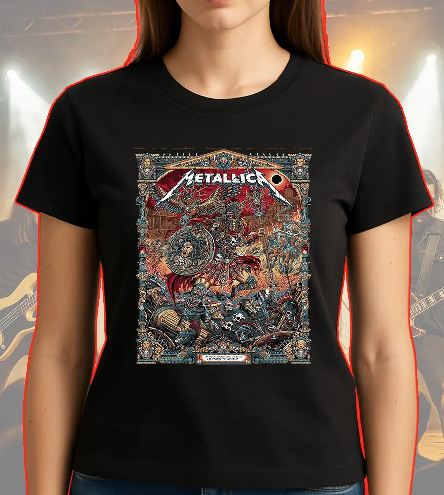 Metallica M72 World Tour Athens Greece May 9 2026 Olympic Stadium black graphic T-shirt with poster art design