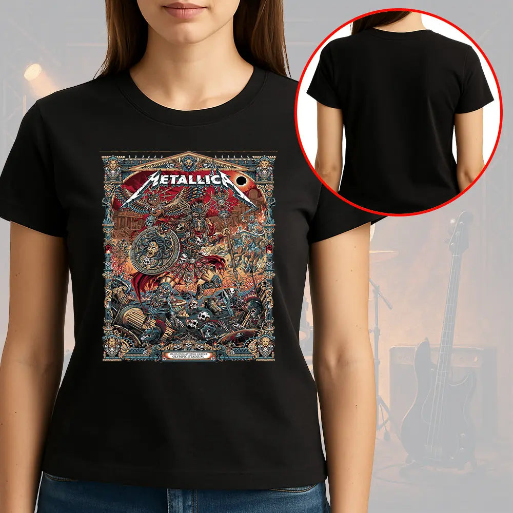 Metallica M72 World Tour Athens Greece May 9 2026 Olympic Stadium black graphic T-shirt with poster art design