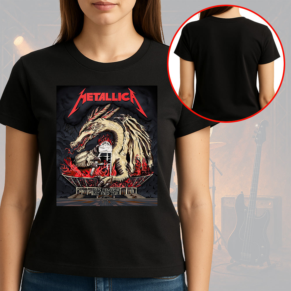 Metallica M72 World Tour Chorzow Poland May 19 2026 Stadion Slaski dragon fire black graphic T-shirt