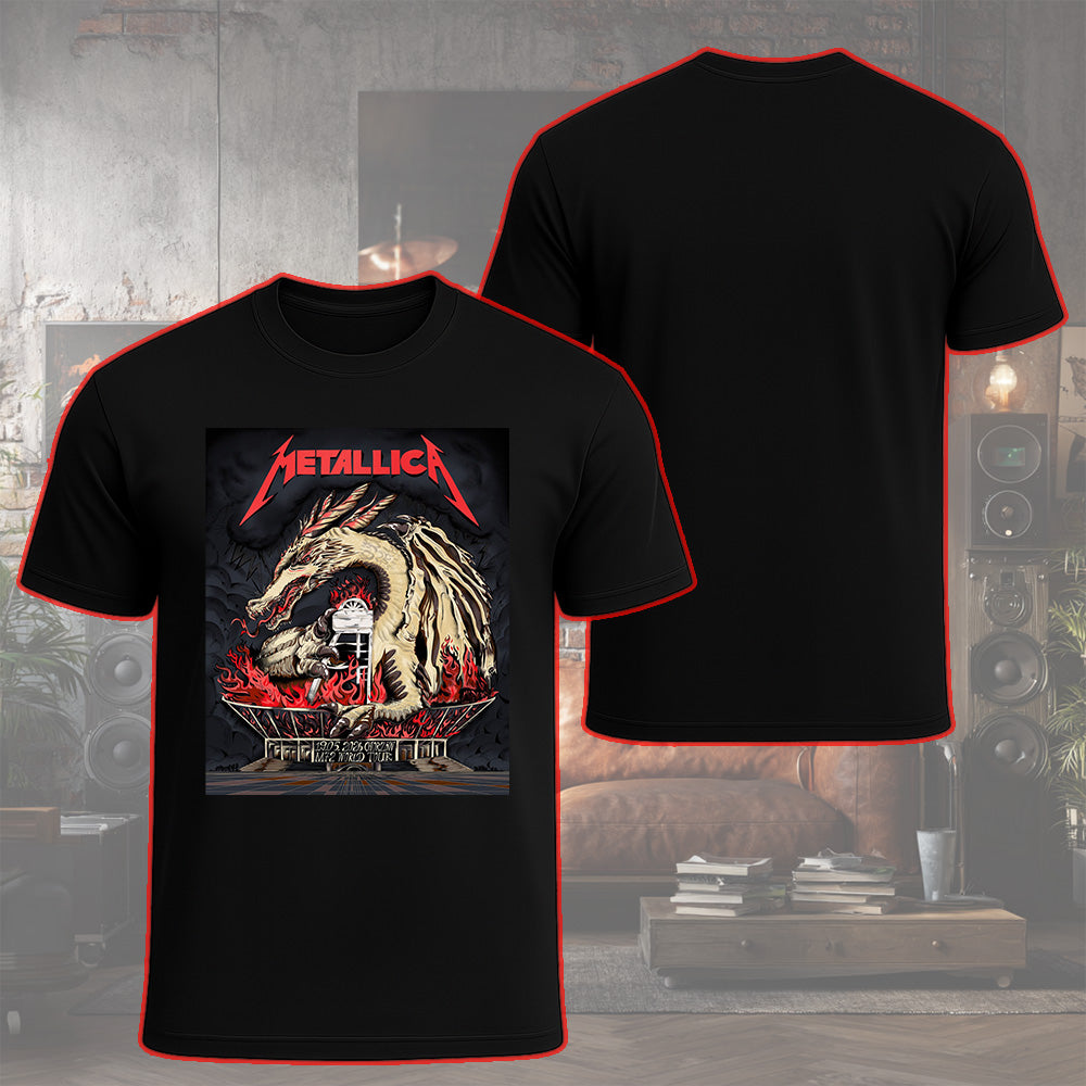 Metallica M72 World Tour Chorzow Poland May 19 2026 Stadion Slaski dragon fire black graphic T-shirt