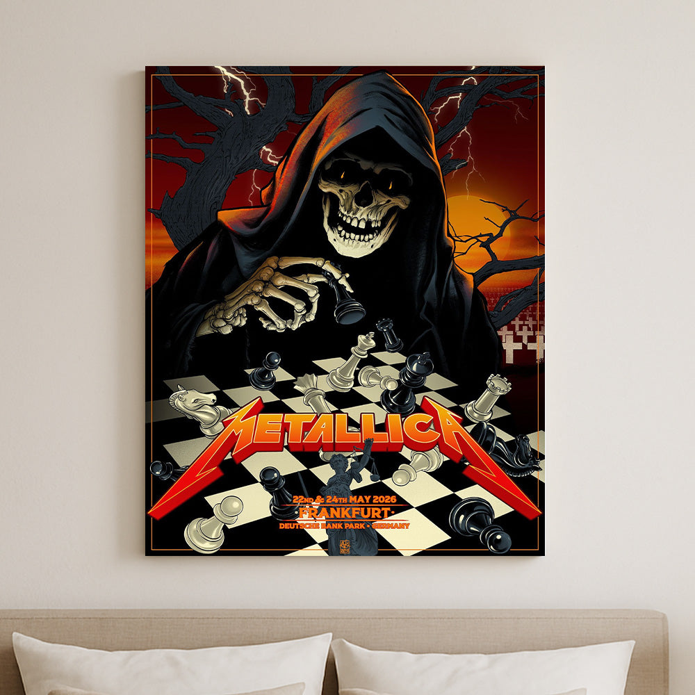 Metallica M72 World Tour Frankfurt Germany May 22 and 24 2026 Deutsche Bank Park grim reaper chess poster canvas wall art