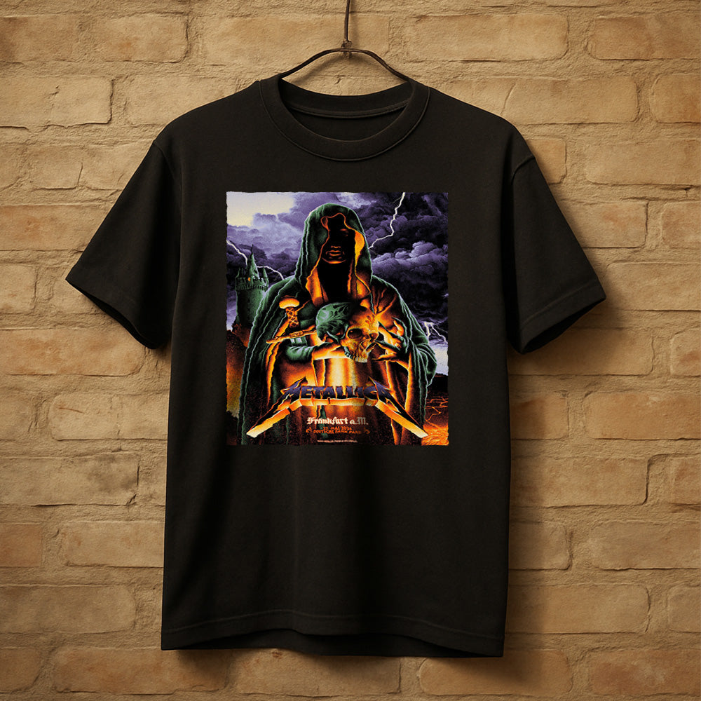 Metallica M72 World Tour Frankfurt Germany May 24 2026 Deutsche Bank Park hooded skull black graphic T-shirt