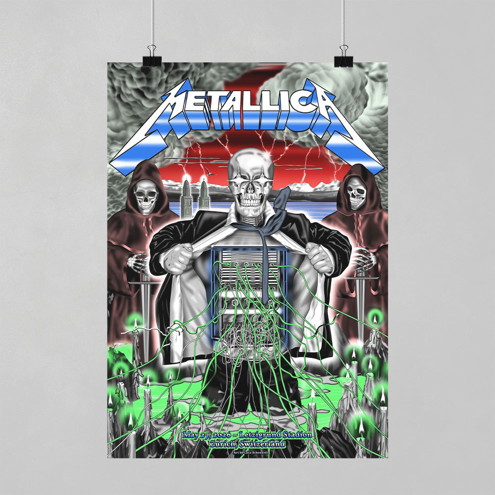 Metallica M72 World Tour Zurich Switzerland May 27 2026 Stadion Letzigrund electric skeleton poster canvas wall art