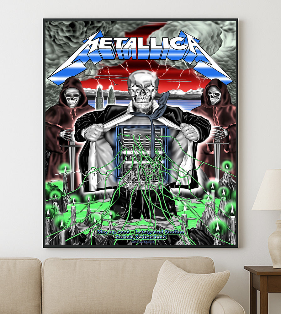 Metallica M72 World Tour Zurich Switzerland May 27 2026 Stadion Letzigrund electric skeleton poster canvas wall art