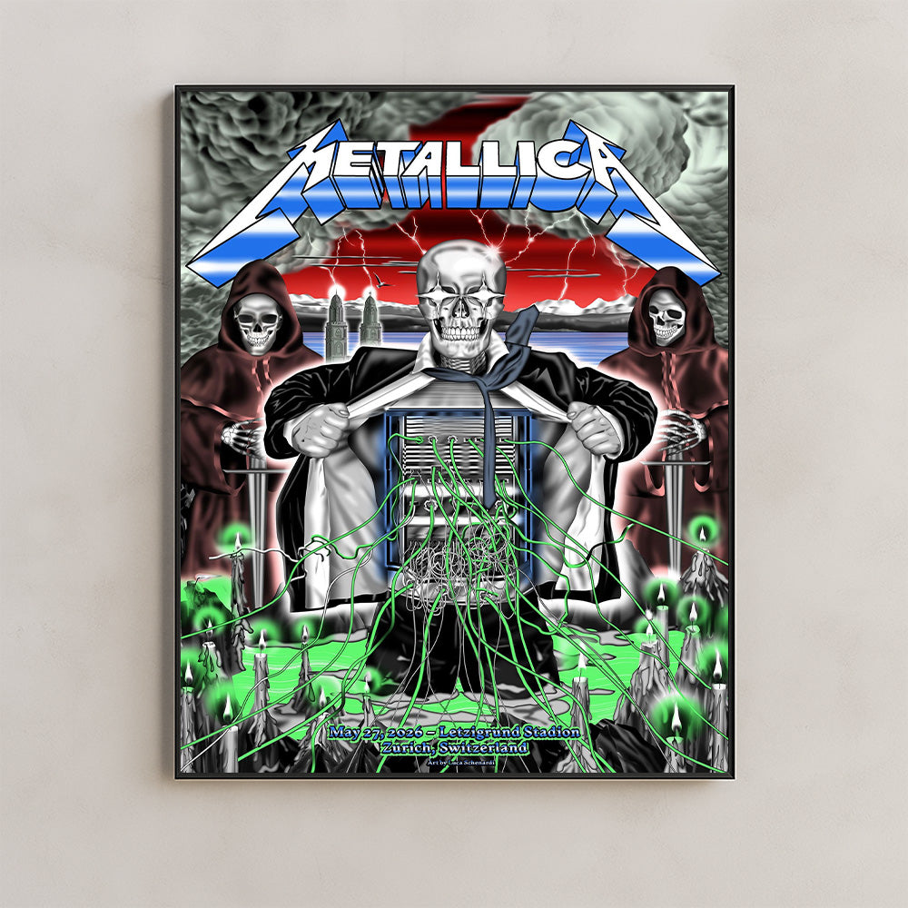 Metallica M72 World Tour Zurich Switzerland May 27 2026 Stadion Letzigrund electric skeleton poster canvas wall art