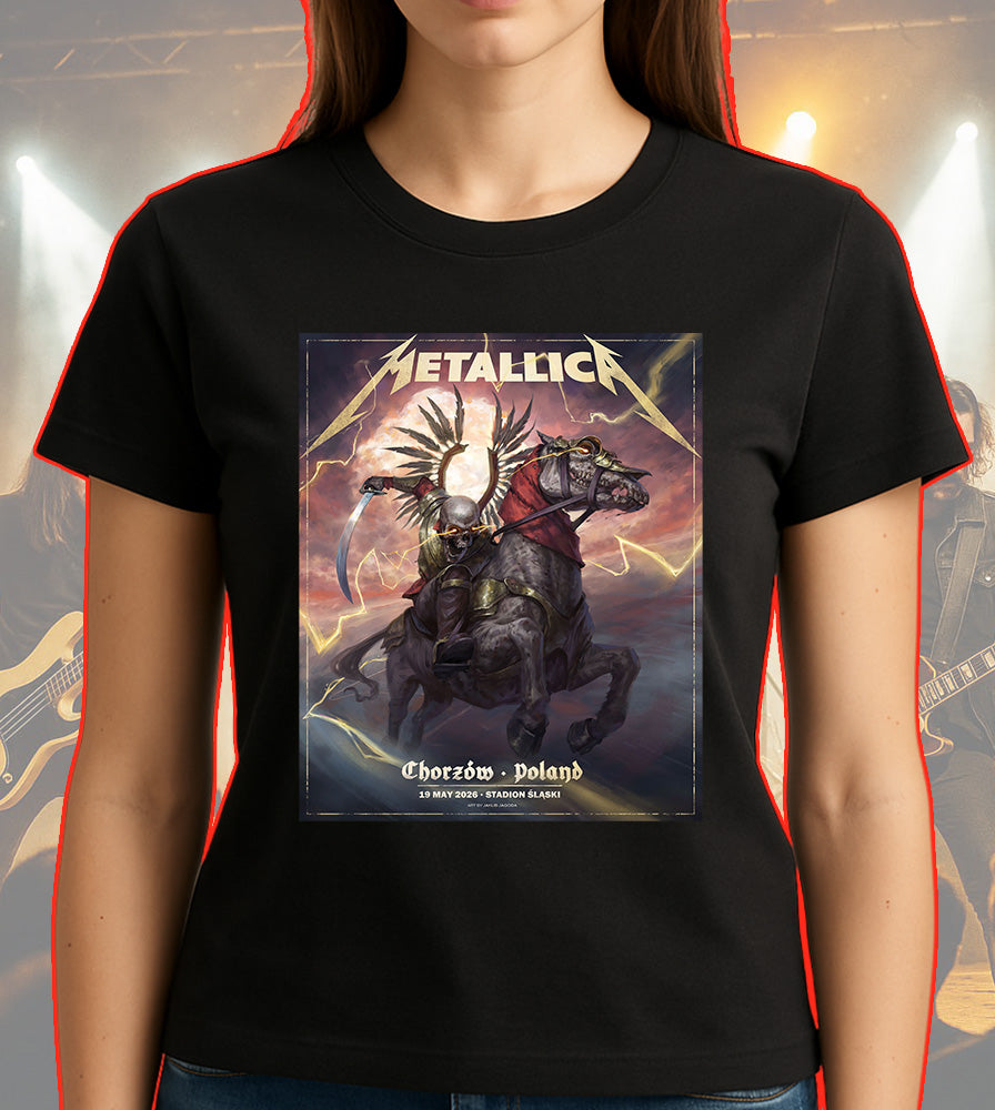 Metallica M72 World Tour Chorzow Poland May 19 2026 Stadion Slaski horseman black graphic T-shirt