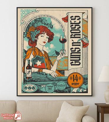 Guns N’ Roses – Because What You Want Tour – Santiago, Chile – Parque Estadio Nacional – Oct 14, 2025 Poster Canvas Wall Art - Get Trend Merch