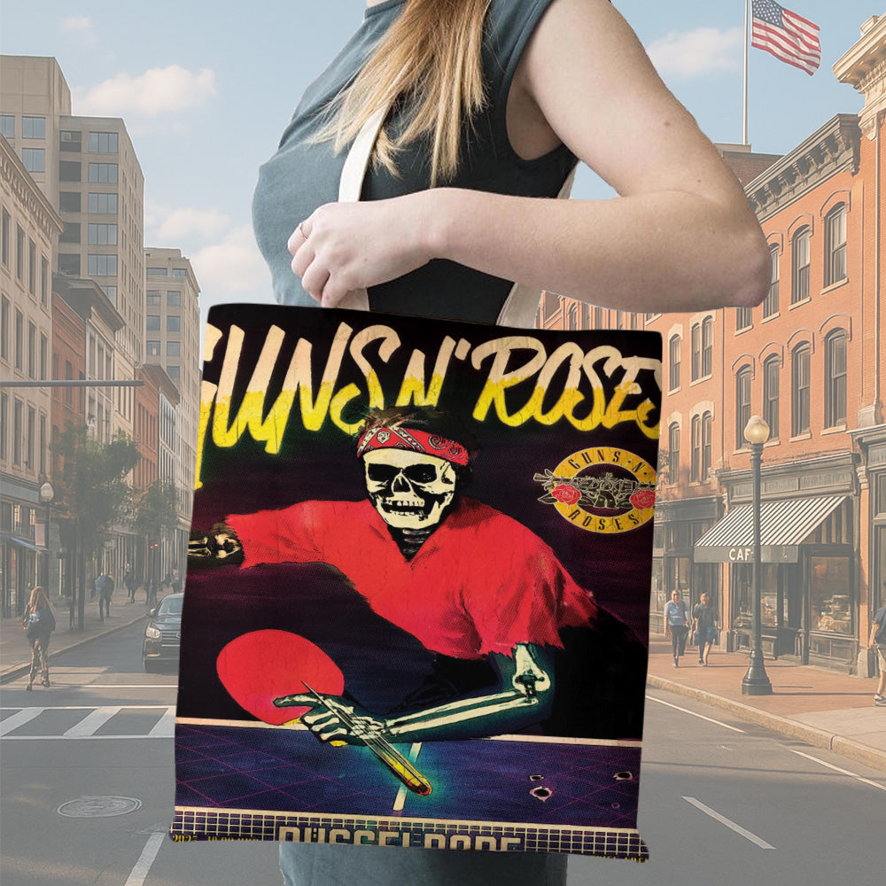 Guns N’ Roses Ping Pong Skeleton Tote Bag Dusseldorf 2025 Tour Merch - Get Trend Merch