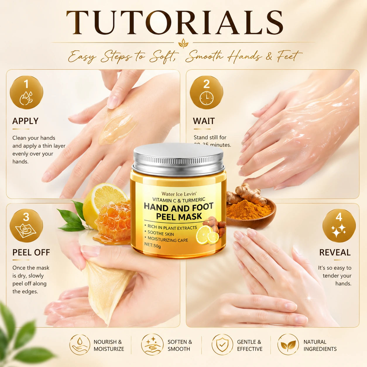 Vitamin C & Turmeric Hand & Foot Peel Mask For Dry Rough Skin