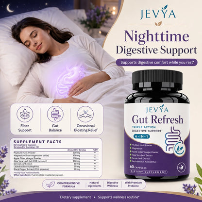 Jevya Gut Refresh Digestive Support Capsules With Psyllium, Magnesium & ACV