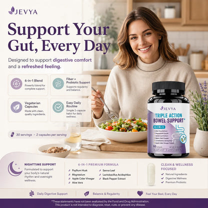Jevya Gut Refresh Digestive Support Capsules With Psyllium, Magnesium & ACV