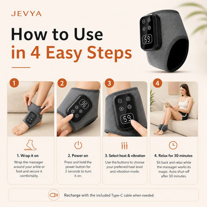 Jevya WarmRelief Electric Ankle & Foot Massager With Heat & Vibration