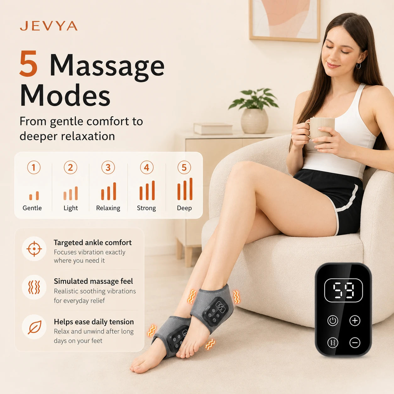 Jevya WarmRelief Electric Ankle & Foot Massager With Heat & Vibration