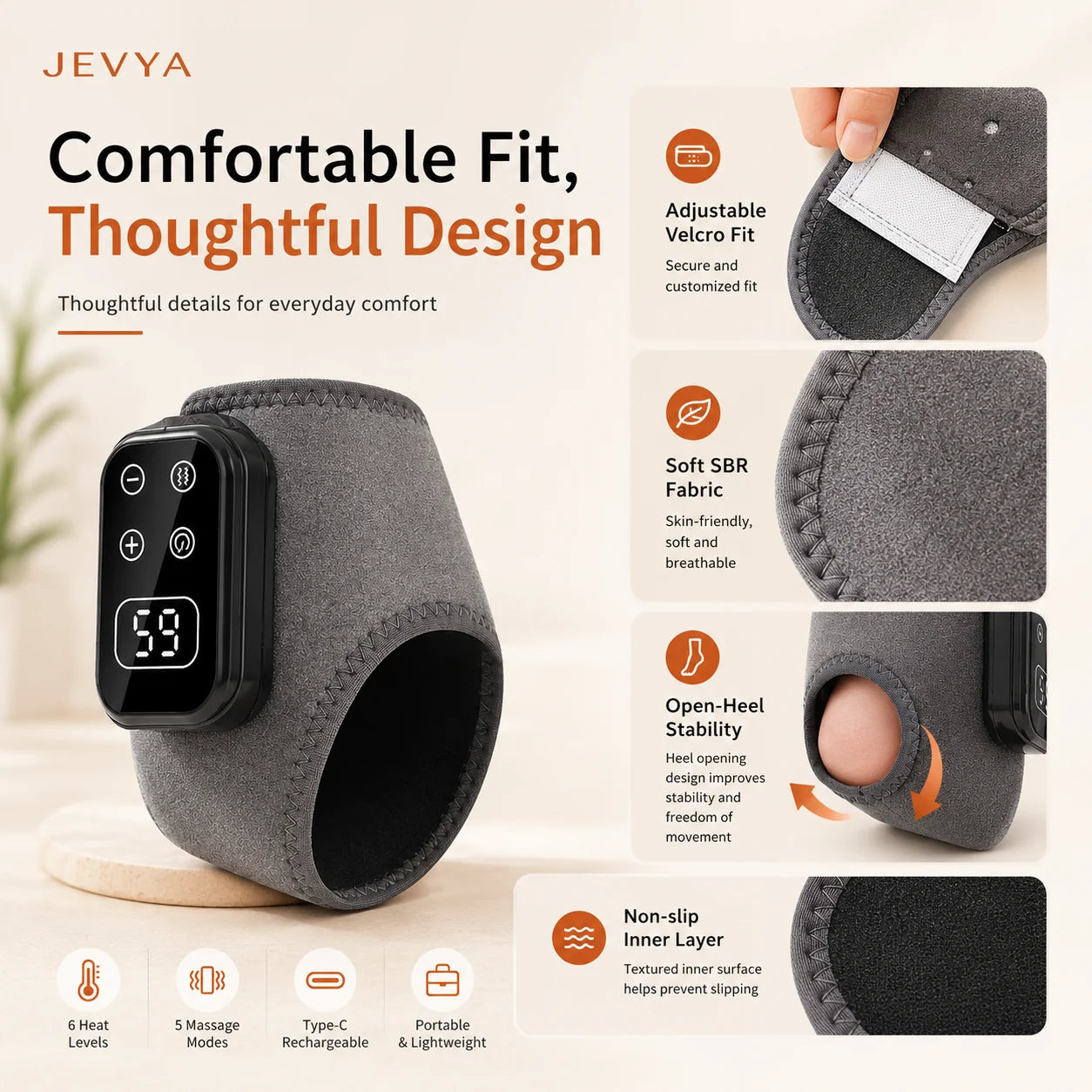 Jevya WarmRelief Electric Ankle & Foot Massager With Heat & Vibration