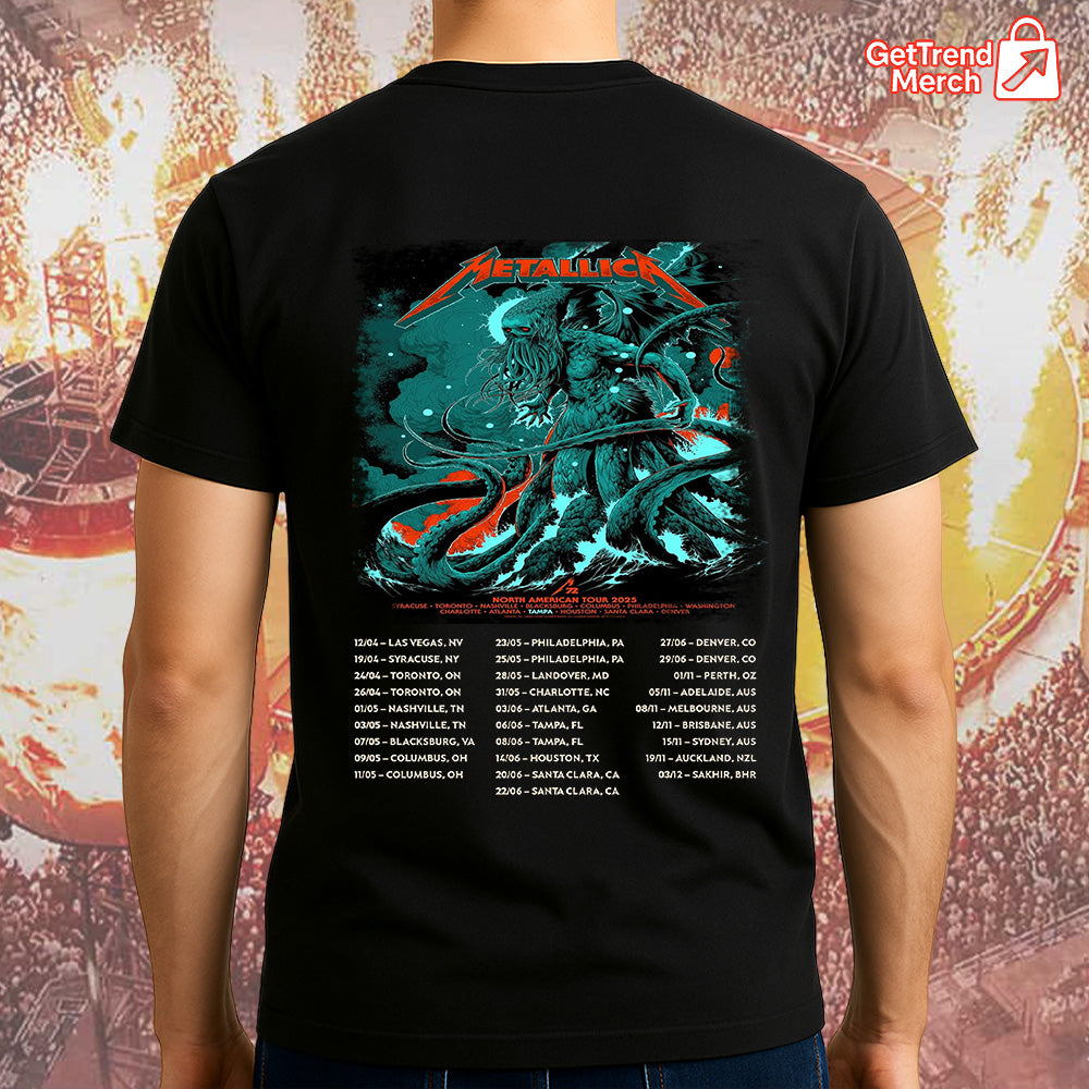 Metallica Concert Tour M72 North American Tour 2025 Cthulhu Sea Monster Official Band T-Shirt, Hoodie & Merch - Get Trend Merch
