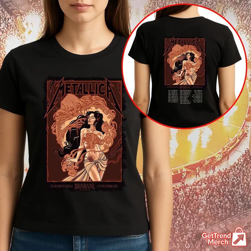 Metallica M72 World Tour Brisbane, Australia - Nov 12, 2025 Suncorp Stadium Tour T-Shirt