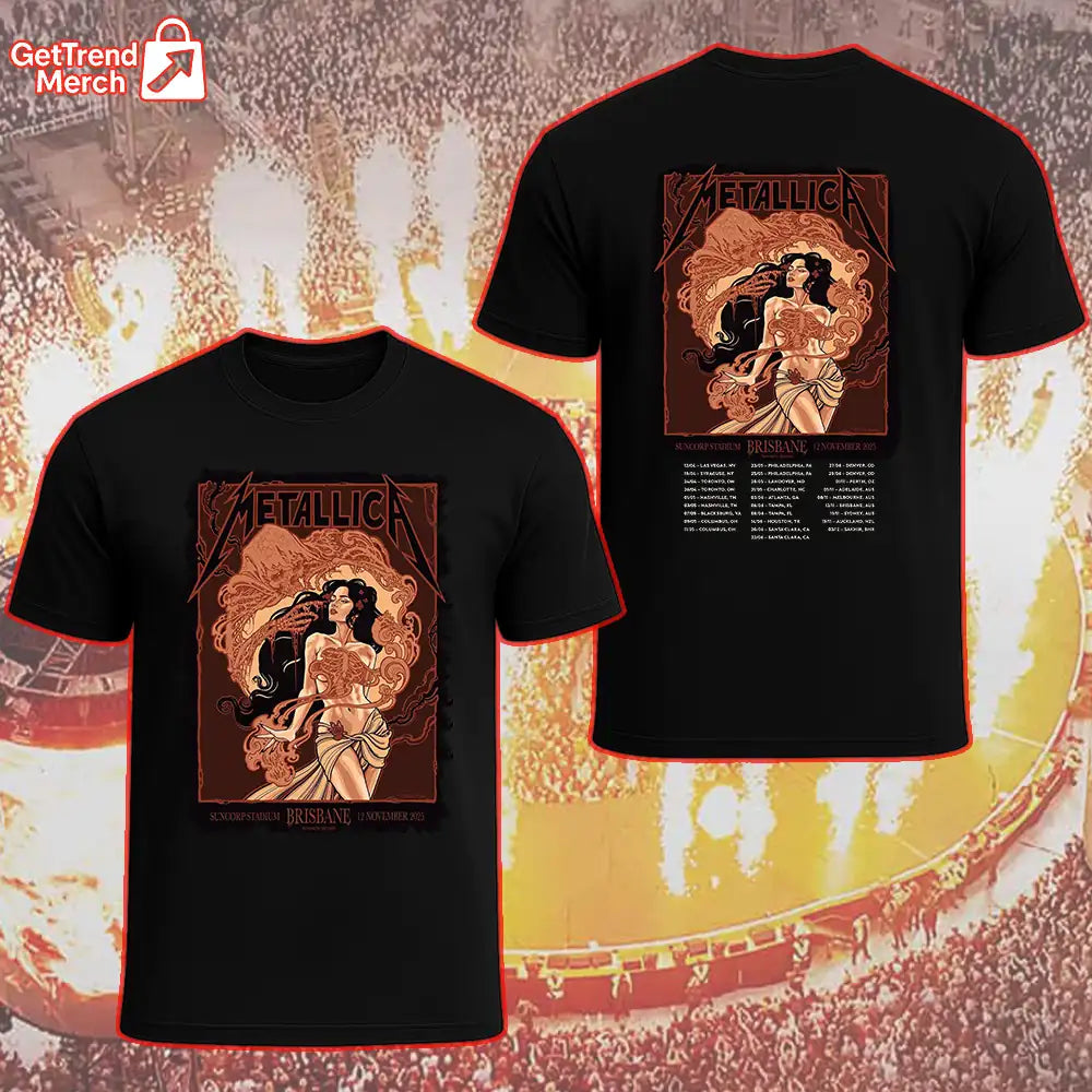 Metallica M72 World Tour Brisbane, Australia - Nov 12, 2025 Suncorp Stadium Tour T-Shirt