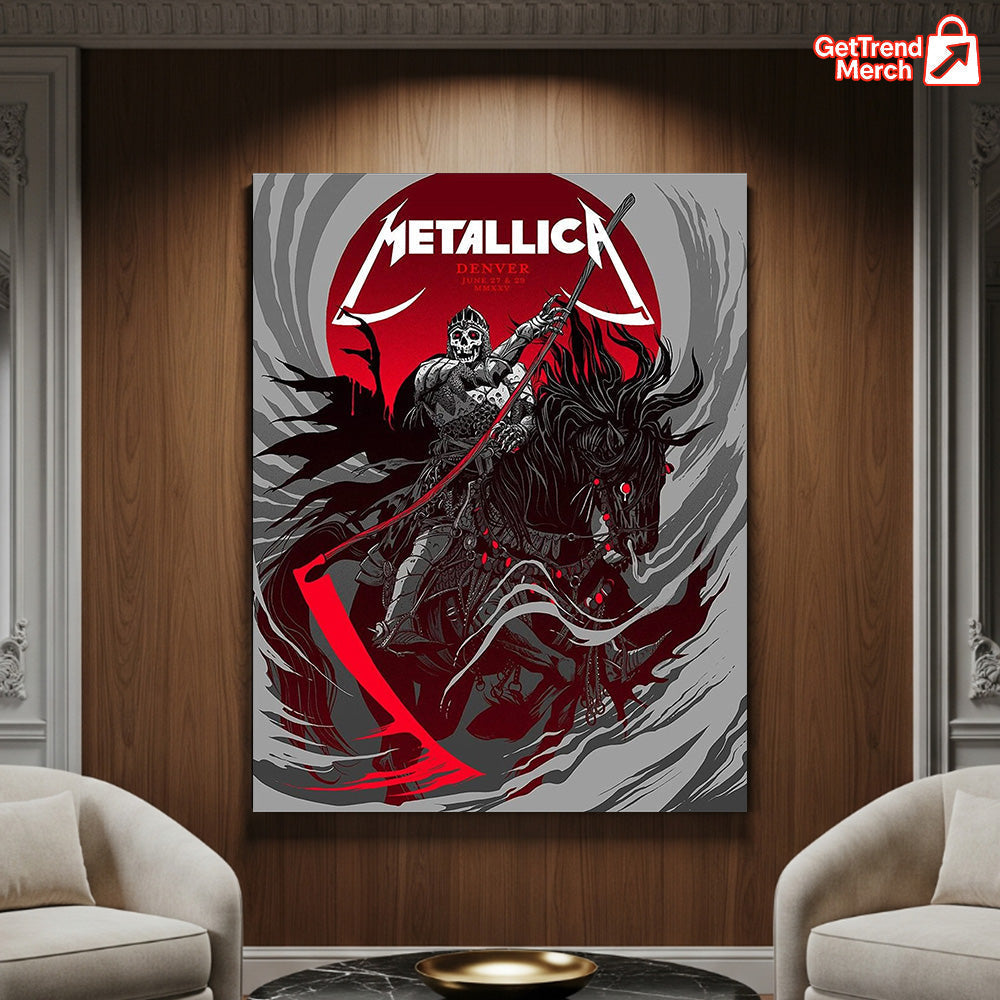 Metallica M72 World Tour June 27 & 29, 2025 Denver Empower Field at Mile High – Tonight In Denver Setlist Canvas Poster by Becky Cloonan - Get Trend Merch